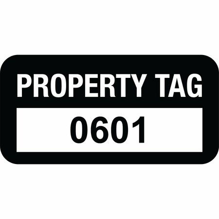 LUSTRE-CAL VOID Label PROPERTY TAG Black 1.50in x 0.75in  Serialized 0601-0700, 100PK 253774Vo1K0601